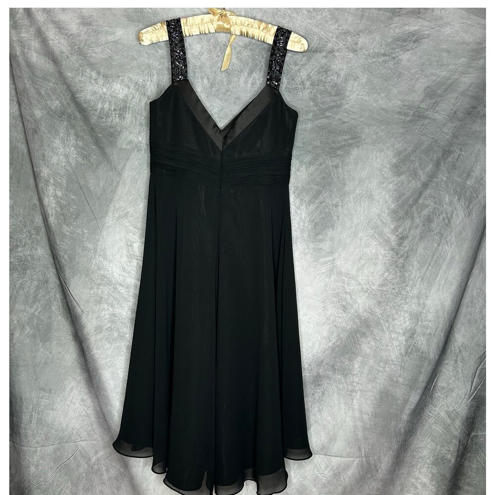 David's Bridal Dress Black Women 4 Shiny Bleads Sleeveless Knee Length Wedding - Picture 2 of 6